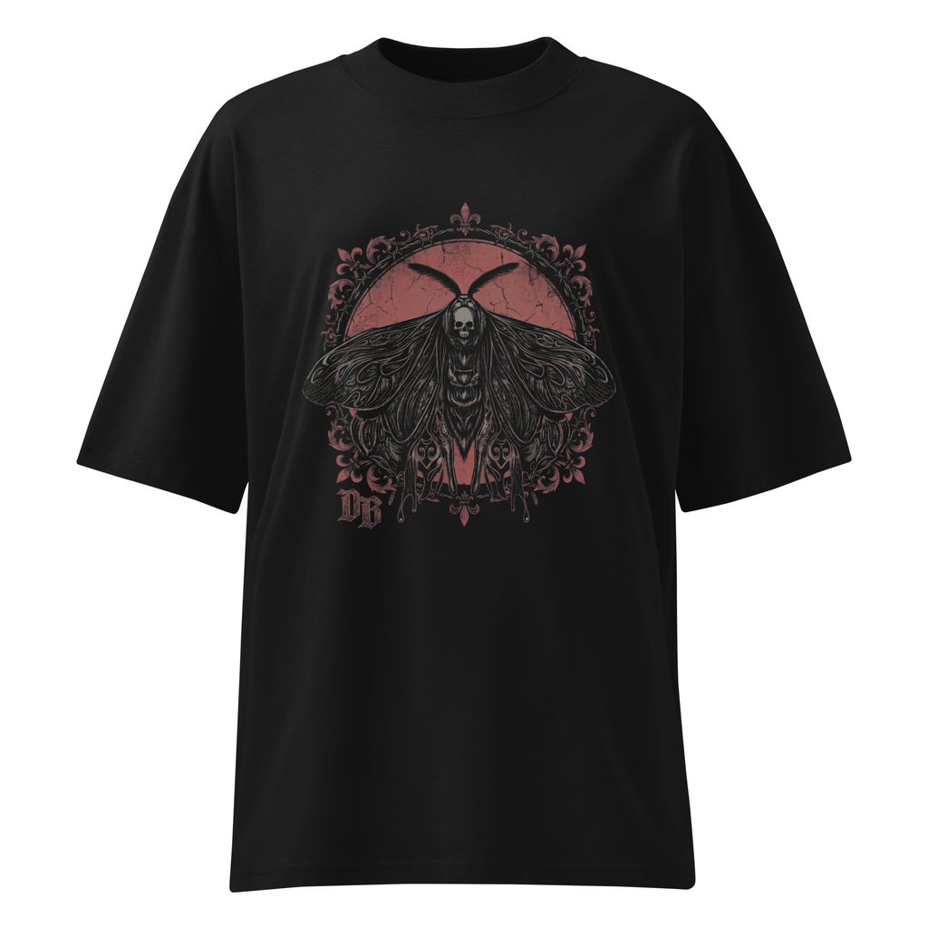 Butterfly Noir Unisex organic oversized high neck t-shirt