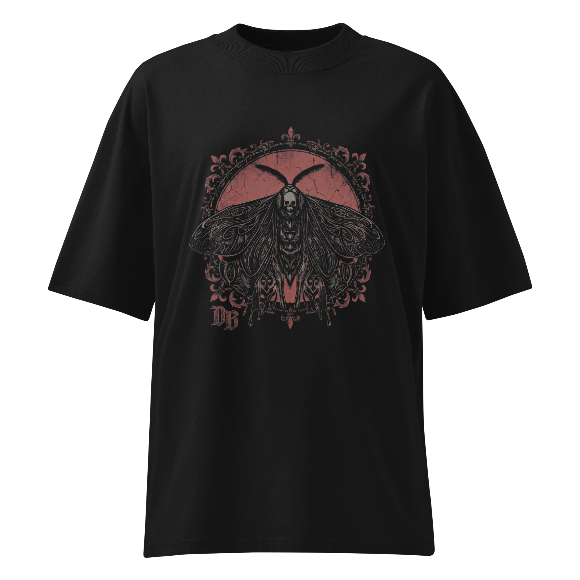Butterfly Noir Unisex organic oversized high neck t-shirt