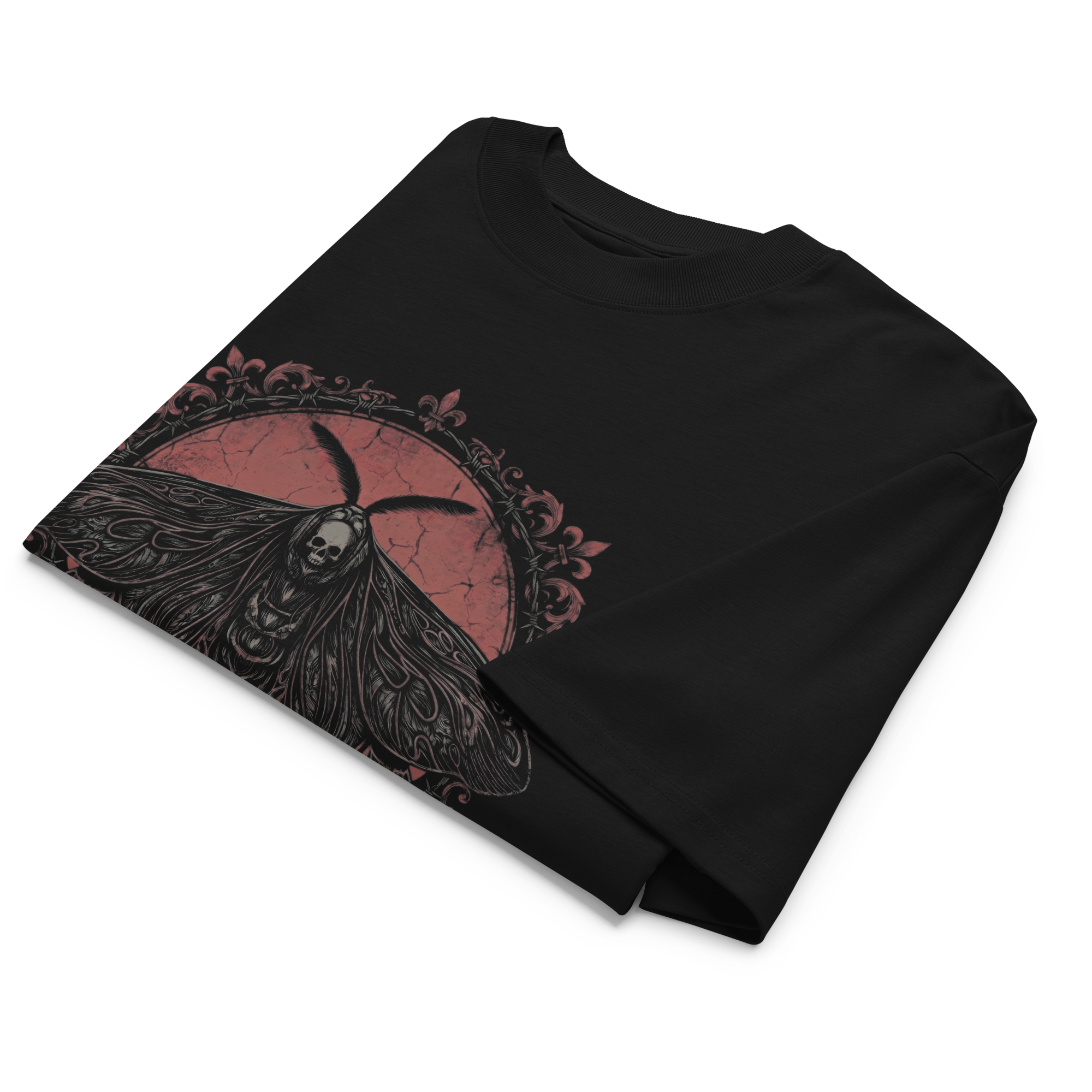 Butterfly Noir Unisex organic oversized high neck t-shirt
